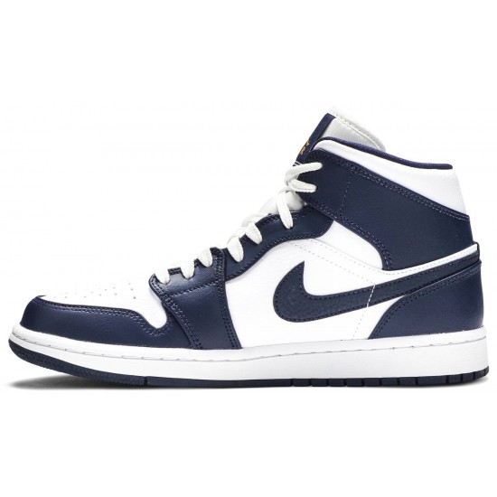 Air Jordan 1 Mid Obsidian White/Obsidian-Metallic Gold 554724 174 AJ 1 Sneakers