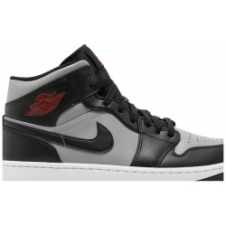 Air Jordan 1 Mid 'Shadow' Black/Particle Grey/White/Gym Red 554724 096 AJ 1 Sneakers