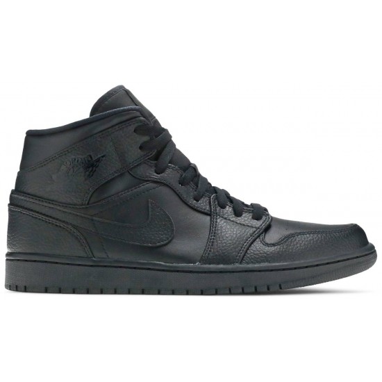 Air Jordan 1 Mid Triple Black Black/Black/Black 554724 091 AJ 1 Sneakers