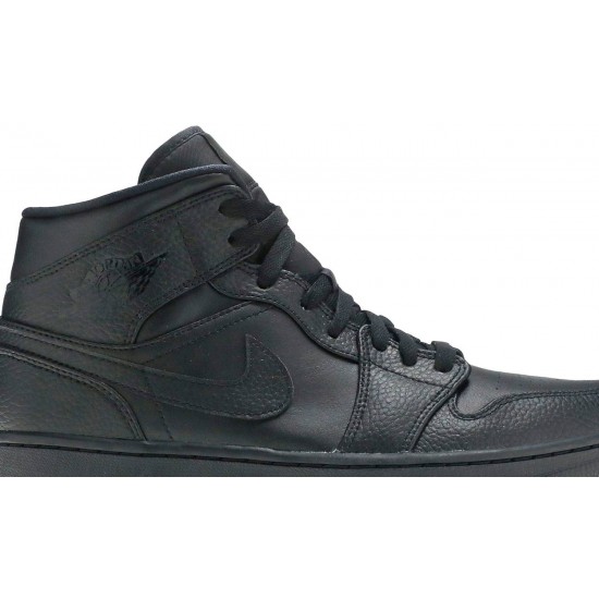 Air Jordan 1 Mid Triple Black Black/Black/Black 554724 091 AJ 1 Sneakers