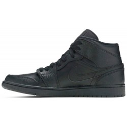 Air Jordan 1 Mid 'Triple Black' Black/Black/Black 554724 091 AJ 1 Sneakers