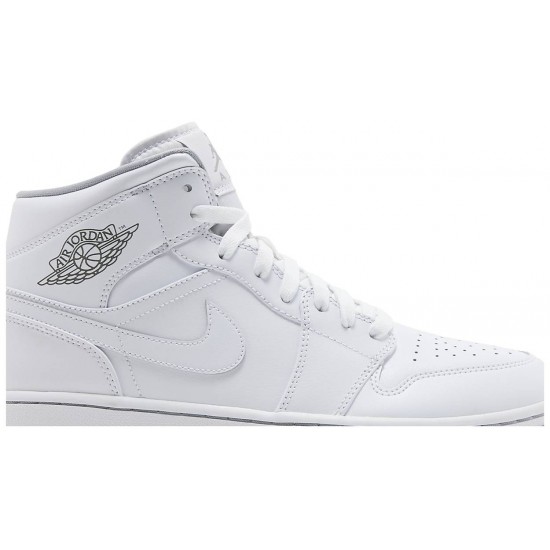 Air Jordan 1 Mid White Wolf Grey White/White-Wolf Grey 554724 112 AJ 1 Sneakers