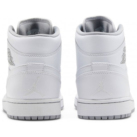 Air Jordan 1 Mid White Wolf Grey White/White-Wolf Grey 554724 112 AJ 1 Sneakers