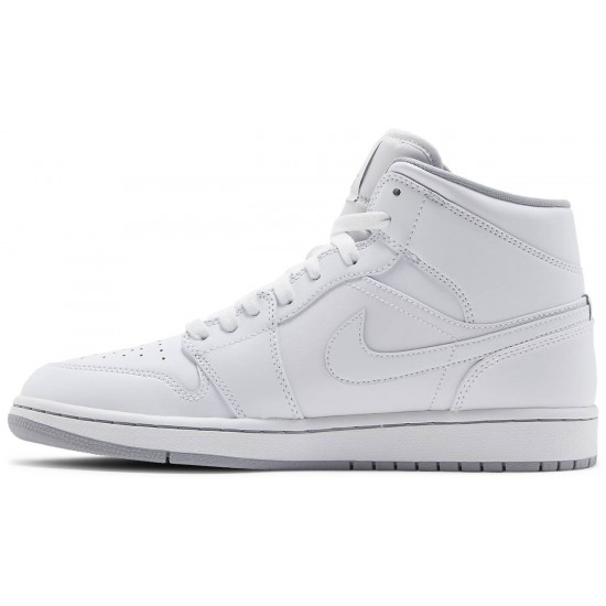 Air Jordan 1 Mid White Wolf Grey White/White-Wolf Grey 554724 112 AJ 1 Sneakers