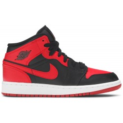 Air Jordan 1 Mid GS 'Banned' Black/University Red/Black/White 554725 074 AJ 1 Sneakers