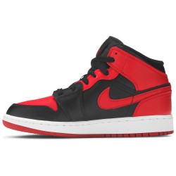 Air Jordan 1 Mid GS 'Banned' Black/University Red/Black/White 554725 074 AJ 1 Sneakers