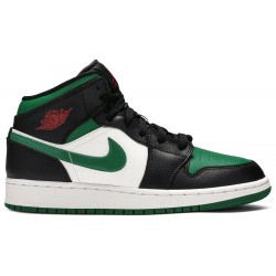 Air Jordan 1 Mid GS 'Black Pine Green' Black/White/Gym Red/Pine Green 554725 067 AJ 1 Sneakers