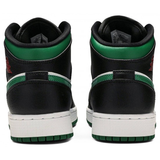 Air Jordan 1 Mid GS Black Pine Green Black/White/Gym Red/Pine Green 554725 067 AJ 1 Sneakers