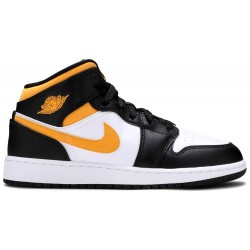 Air Jordan 1 Mid GS 'Black University Gold' White/Pollen/Black 554725 177 AJ 1 Sneakers