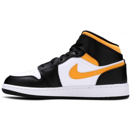 Air Jordan 1 Mid GS Black University Gold White/Pollen/Black 554725 177 AJ 1 Sneakers