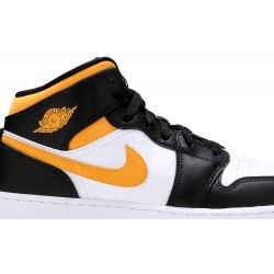 Air Jordan 1 Mid GS 'Black University Gold' White/Pollen/Black 554725 177 AJ 1 Sneakers