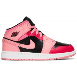 Air Jordan 1 Mid GS 'Coral Chalk' Coral Chalk/Rush Pink/Black/Pinksicle 554725 662 AJ 1 Sneakers