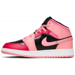 Air Jordan 1 Mid GS 'Coral Chalk' Coral Chalk/Rush Pink/Black/Pinksicle 554725 662 AJ 1 Sneakers