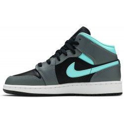 Air Jordan 1 Mid GS 'Grey Aqua' Black/Light Aqua/Dark Smoke Grey 554725 063 AJ 1 Sneakers