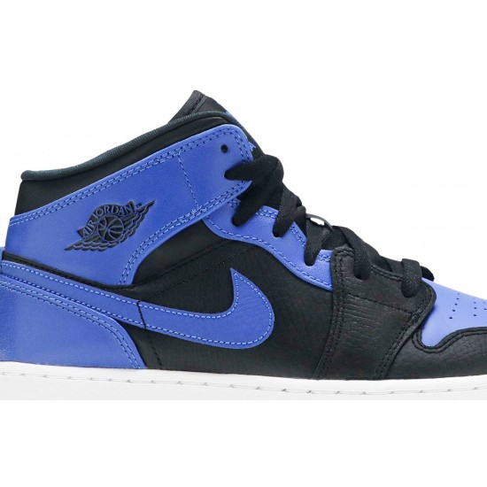 Air Jordan 1 Mid GS Hyper Royal Black/Hyper Royal/White 554725 077 AJ 1 Sneakers