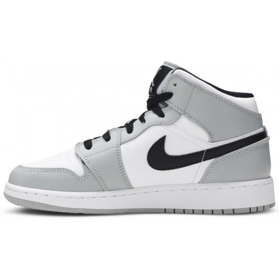 Air Jordan 1 Mid GS Light Smoke Grey Light Smoke Grey/Black/White 554725 092 AJ 1 Sneakers