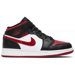 Air Jordan 1 Mid GS 'Noble Red' Black/Noble Red/White 554725 066 AJ 1 Sneakers