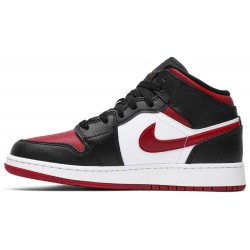 Air Jordan 1 Mid GS 'Noble Red' Black/Noble Red/White 554725 066 AJ 1 Sneakers