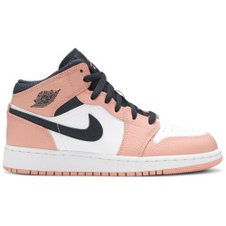 Air Jordan 1 Mid GS 'Pink Quartz' Pink Quartz/Dark Smoke Grey/White 555112 603 AJ 1 Sneakers