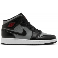 Air Jordan 1 Mid GS 'Shadow' Black/Particle Grey/White/Gym Red 554725 096 AJ 1 Sneakers