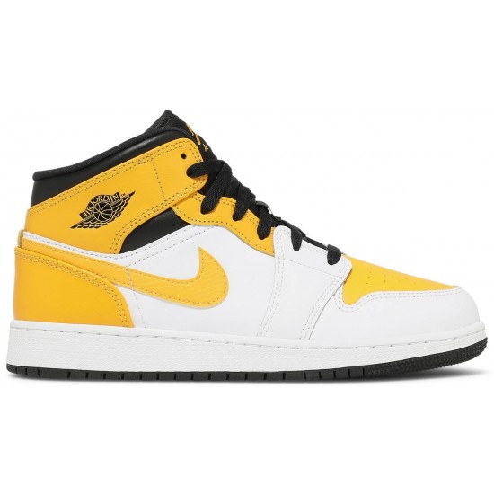 Air Jordan 1 Mid GS University Gold White/Black/University Gold 554725 170 AJ 1 Sneakers