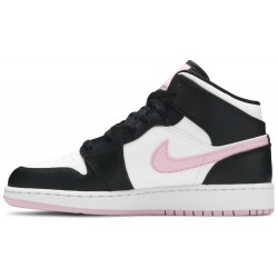 Air Jordan 1 Mid GS 'White Light Arctic Pink' White/Light Arctic Pink/Black 555112 103 AJ 1 Sneakers