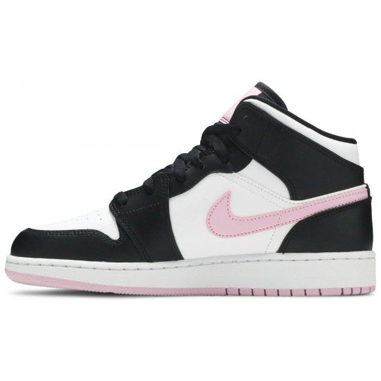 Air Jordan 1 Mid GS White Light Arctic Pink White/Light Arctic Pink/Black 555112 103 AJ 1 Sneakers