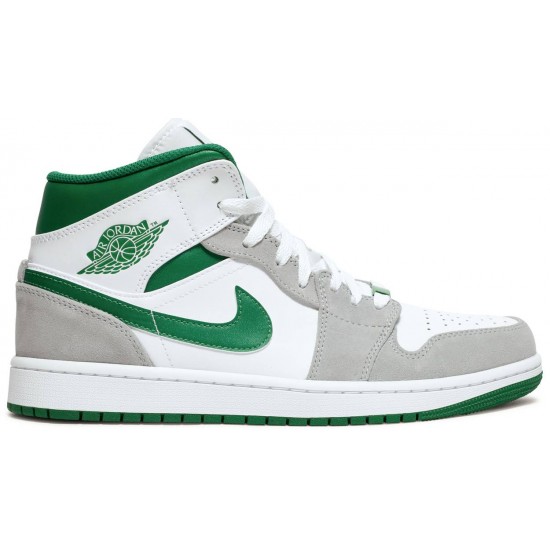 Air Jordan 1 Mid SE Grey Pine Green White/Light Smoke Grey/Pine GreenDC7294 103 AJ 1 Sneakers