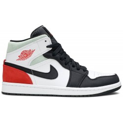 Air Jordan 1 Mid SE 'Red Black Toe' White/Black/Light Smoke Grey/Gym Red 852542 100 AJ 1 Sneakers