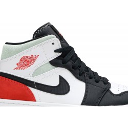 Air Jordan 1 Mid SE 'Red Black Toe' White/Black/Light Smoke Grey/Gym Red 852542 100 AJ 1 Sneakers