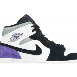 Air Jordan 1 Mid SE 'Varsity Purple' White/Black/Light Solar Flare Heather/Varsity Purple852542 105 AJ 1 Sneakers