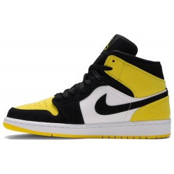 Air Jordan 1 Mid SE 'Yellow Toe' Black/Black-Tour Yellow-White 852542 071 AJ 1 Sneakers