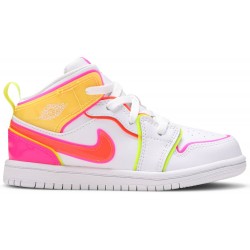 Air Jordan 1 Mid SE TD 'Edge Glow' White/Hyper Crimson/Pink Blast CV4613 100 AJ 1 Sneakers