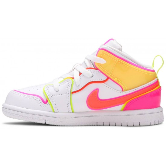 Air Jordan 1 Mid SE TD Edge Glow White/Hyper Crimson/Pink Blast CV4613 100 AJ 1 Sneakers