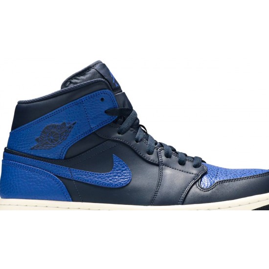 Air Jordan 1 Retro Mid Obsidian Royal Obsidian/Game Royal-Summit White 554724 412 AJ 1 Sneakers