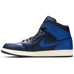 Air Jordan 1 Retro Mid 'Obsidian Royal' Obsidian/Game Royal-Summit White 554724 412 AJ 1 Sneakers