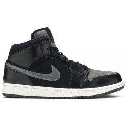 Air Jordan 1 Retro Mid SE 'Winterized' Black/Gym Red-Dark Grey-White 852542 001 AJ 1 Sneakers