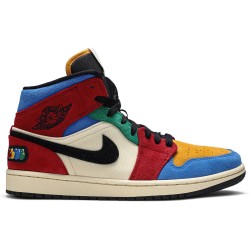 Blue The Great x Air Jordan 1 Mid 'Fearless' Muslin/Varsity Red/Royal/Taxi/Black CU2805 100 AJ 1 Sneakers