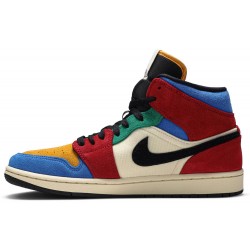 Blue The Great x Air Jordan 1 Mid 'Fearless' Muslin/Varsity Red/Royal/Taxi/Black CU2805 100 AJ 1 Sneakers