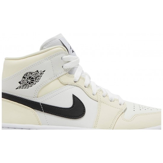 Wmns Air Jordan 1 Mid Coconut Milk Coconut Milk/Black/Summit White/White BQ6472 121 AJ 1 Sneakers