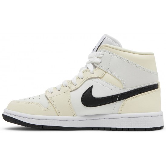 Wmns Air Jordan 1 Mid Coconut Milk Coconut Milk/Black/Summit White/White BQ6472 121 AJ 1 Sneakers