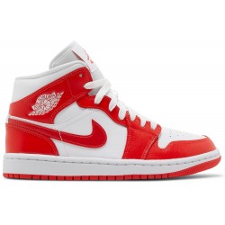 Wmns Air Jordan 1 Mid 'Habanero Red' White/White/Habanero RedBQ6472 116 AJ 1 Sneakers