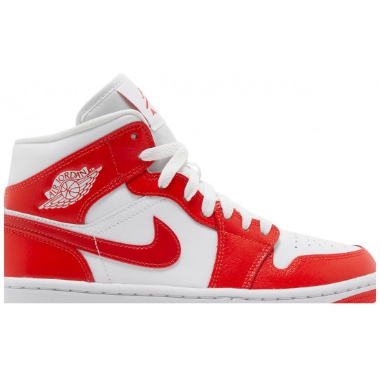 Wmns Air Jordan 1 Mid Habanero Red White/White/Habanero RedBQ6472 116 AJ 1 Sneakers