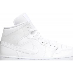 Wmns Air Jordan 1 Mid 'Triple White' White/White/White BQ6472 100 AJ 1 Sneakers