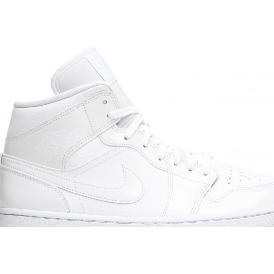 Wmns Air Jordan 1 Mid Triple White White/White/White BQ6472 100 AJ 1 Sneakers