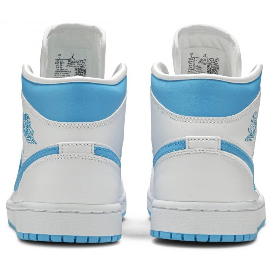 Wmns Air Jordan 1 Mid UNC White/Carolina Blue BQ6472 114 AJ 1 Sneakers