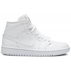 Wmns Air Jordan 1 Mid 'White Snakeskin' White/White BQ6472 110 AJ 1 Sneakers