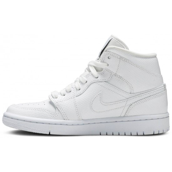 Wmns Air Jordan 1 Mid White Snakeskin White/White BQ6472 110 AJ 1 Sneakers