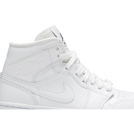 Wmns Air Jordan 1 Mid White Snakeskin White/White BQ6472 110 AJ 1 Sneakers