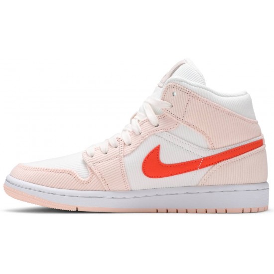 Wmns Air Jordan 1 Mid SE Corduroy Sail/Orange Quartz/White/OrangeDA8009 108 AJ 1 Sneakers